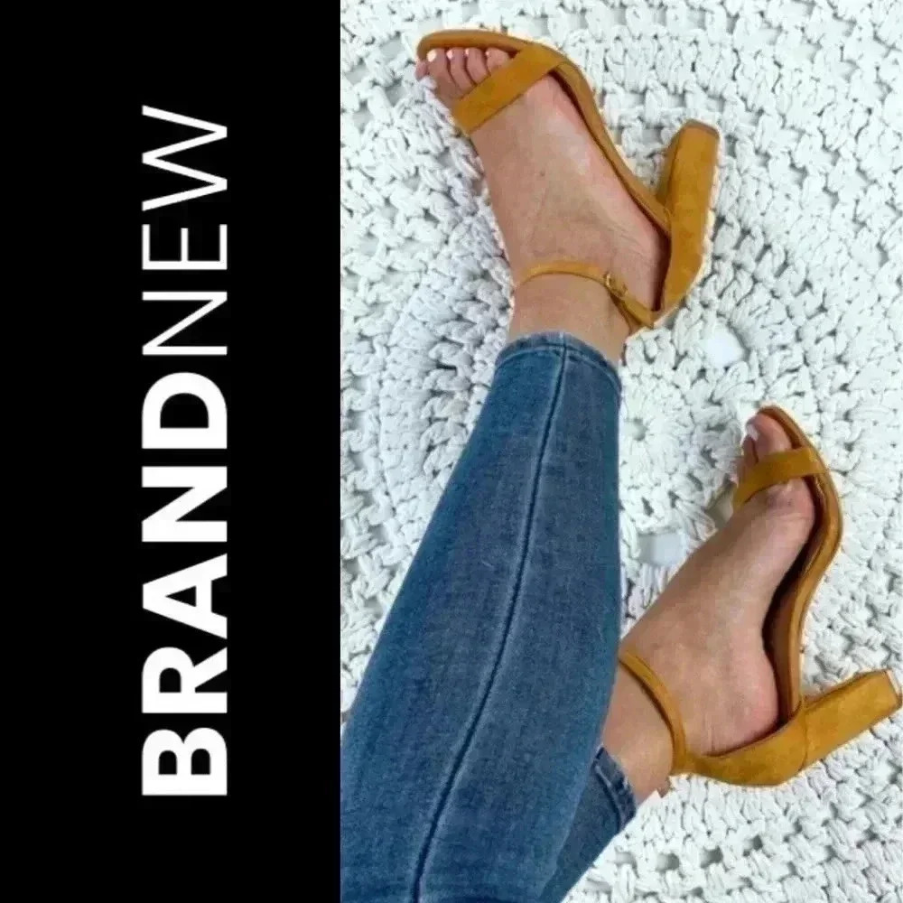 New Bershka Women's Open Toe Block Kitten Heels Dress Sandals Fall